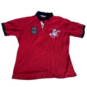 Beverly Hills Polo Club Big Pony Red Polo‎ Shirt XL 100% cotton with patch
